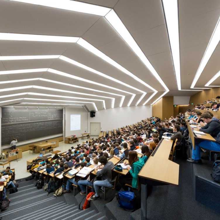 Enlarged view: An auditorium with students